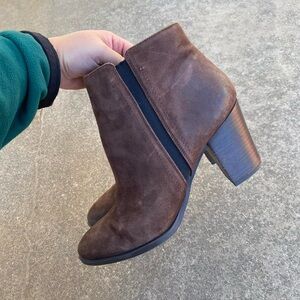 Brown suede booties